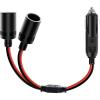 Nilight 10028W 2 Pack Cigarette Lighter Male Plug with Leads 10Amp Fuse with LED Light Car Replacement Cigar Male Socket Plug Extension Cable(1 to 2 Cigarette Lighter Splitter)