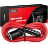Nilight 10028W 2 Pack Cigarette Lighter Male Plug with Leads 10Amp Fuse with LED Light Car Replacement Cigar Male Socket Plug Extension Cable(14ft Cigarette Lighter Red)