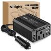 Nilight 10028W 2 Pack Cigarette Lighter Male Plug with Leads 10Amp Fuse with LED Light Car Replacement Cigar Male Socket Plug Extension Cable(150W USB*2 110V Outlet)