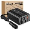 Nilight 10028W 2 Pack Cigarette Lighter Male Plug with Leads 10Amp Fuse with LED Light Car Replacement Cigar Male Socket Plug Extension Cable(150W USB+PD 110V Outlet)