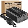 Nilight 10028W 2 Pack Cigarette Lighter Male Plug with Leads 10Amp Fuse with LED Light Car Replacement Cigar Male Socket Plug Extension Cable(300W USB+PD 110V Outlet*2)