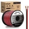 Nilight 100FT 12AWG Copper Clad Aluminum Wire 12/2 Gauge Red Black CCA Electrical Cable 2 Conductor Parallel 12V/24V DC Flexible Extension Cords for Car Audio Radio Speaker Amplifier(16AWG-50FT)
