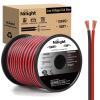 Nilight 100FT 12AWG Copper Clad Aluminum Wire 12/2 Gauge Red Black CCA Electrical Cable 2 Conductor Parallel 12V/24V DC Flexible Extension Cords for Car Audio Radio Speaker Amplifier(12AWG-100FT)
