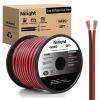 Nilight 100FT 12AWG Copper Clad Aluminum Wire 12/2 Gauge Red Black CCA Electrical Cable 2 Conductor Parallel 12V/24V DC Flexible Extension Cords for Car Audio Radio Speaker Amplifier(14AWG-50FT)