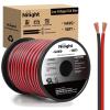 Nilight 100FT 12AWG Copper Clad Aluminum Wire 12/2 Gauge Red Black CCA Electrical Cable 2 Conductor Parallel 12V/24V DC Flexible Extension Cords for Car Audio Radio Speaker Amplifier(14AWG-100FT)