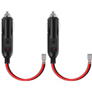 Nilight 10028W 2 Pack Cigarette Lighter Male Plug with Leads 10Amp Fuse with LED Light Car Replacement Cigar Male Socket Plug Extension Cable(2 Pack Male Plug)