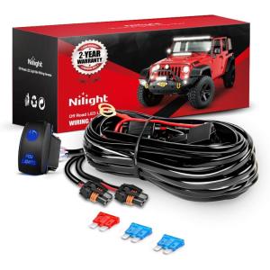 Nilight 16AWG Heavy Duty Wiring Harness Kit – 12V 5PIN Rocker Switch Relay Blade Fuse Socket Connector – Compatible with 9005 9006 9140 9145 HB3 H10 Fog Light Bulbs(H11 Fog Light Wiring Harness)