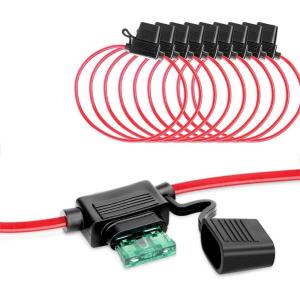 Nilight Inline Holder 14AWG Wiring Harness ATC/ATO 30AMP Blade Automotive Fuse Holder-10 Pack, 2 Years Warranty