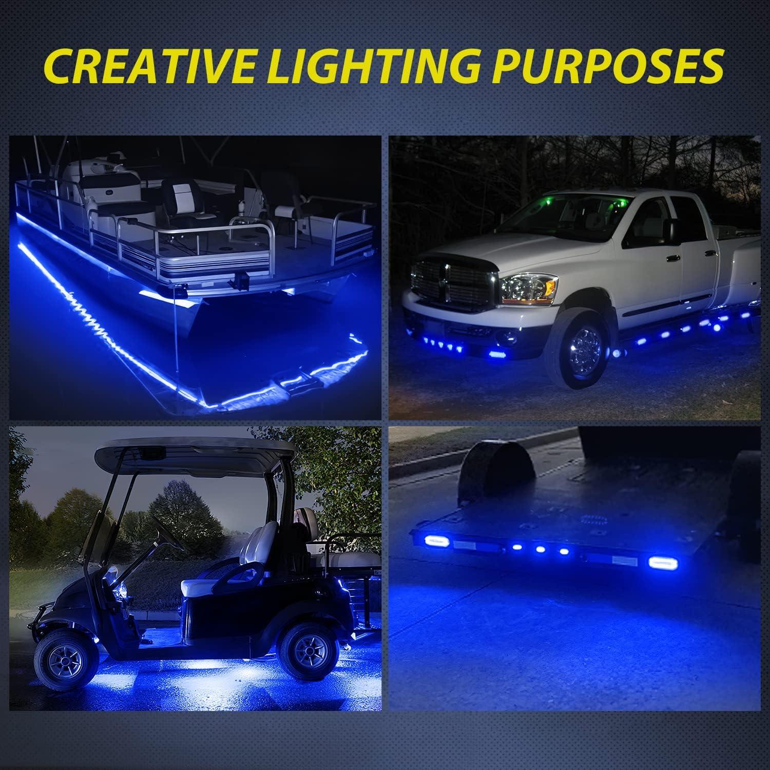 image:imageNilight 20PCS Amber Red Oval Side Marker Lights 4 LED 37 Inch Clearance Lamp IP68 Waterproof DC 1224V with Chrome Bezel Universal for Car Auto Truck Bus Trailer Boat DeckBlue