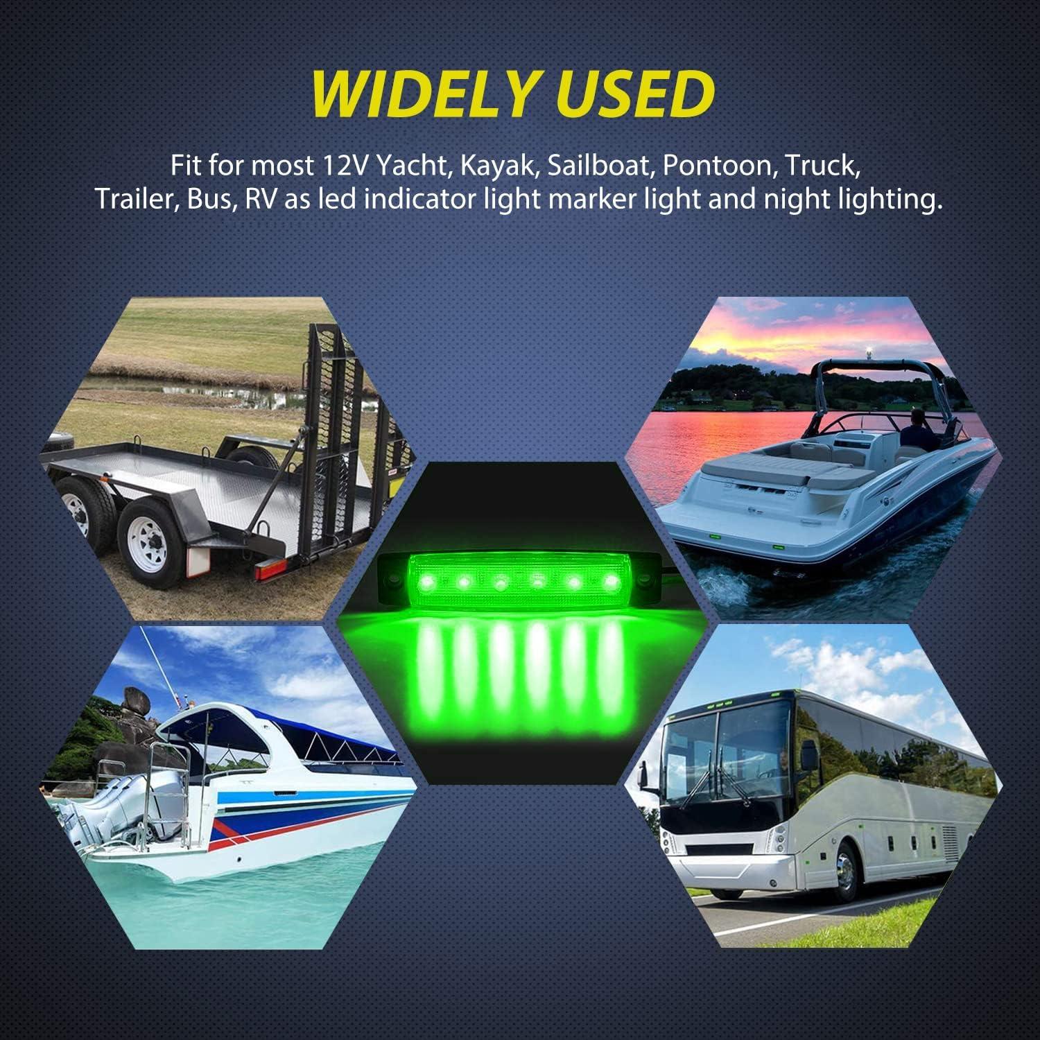 image:imageNilight 20PCS Amber Red Oval Side Marker Lights 4 LED 37 Inch Clearance Lamp IP68 Waterproof DC 1224V with Chrome Bezel Universal for Car Auto Truck Bus Trailer Boat DeckRed Green