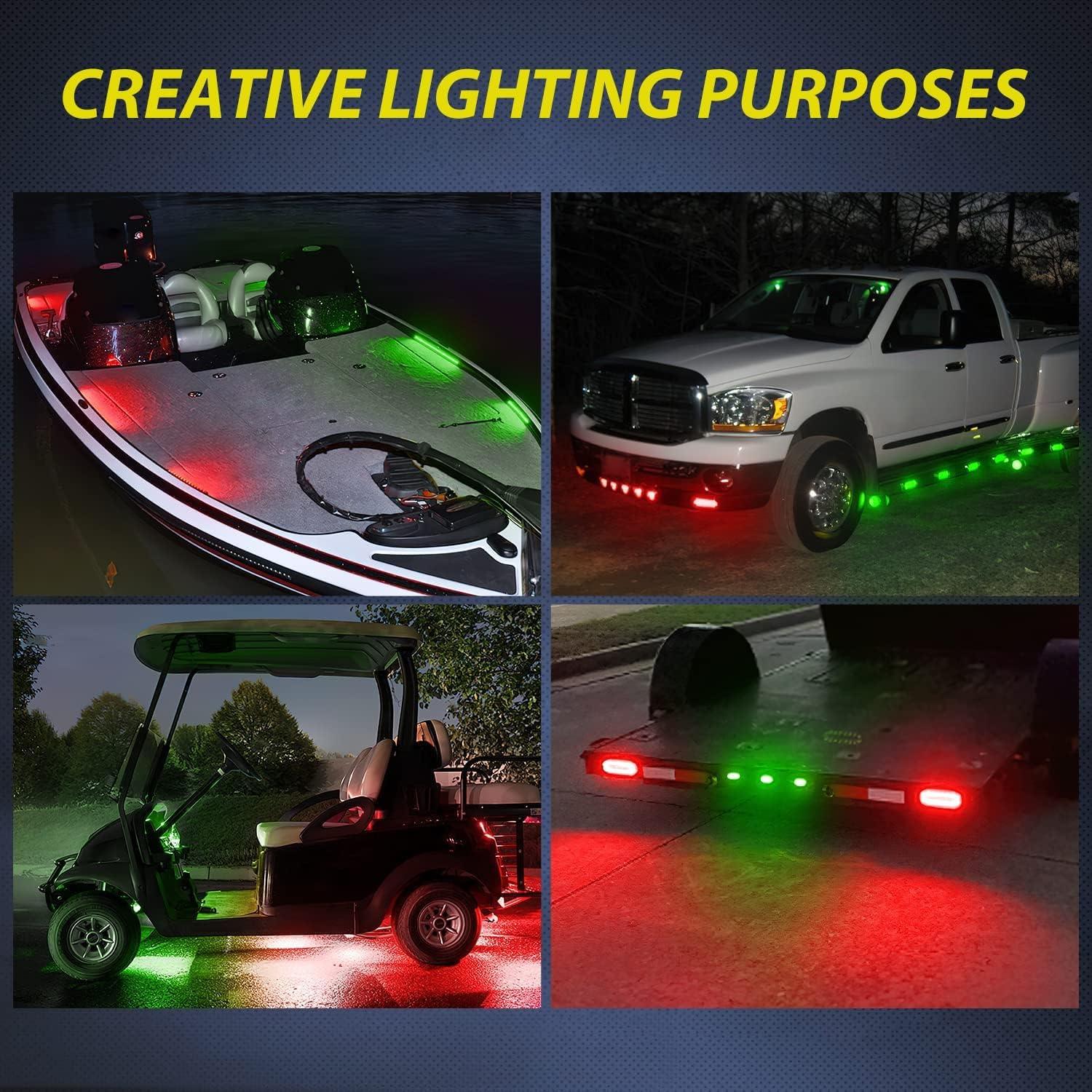 image:imageNilight 20PCS Amber Red Oval Side Marker Lights 4 LED 37 Inch Clearance Lamp IP68 Waterproof DC 1224V with Chrome Bezel Universal for Car Auto Truck Bus Trailer Boat DeckRed Green