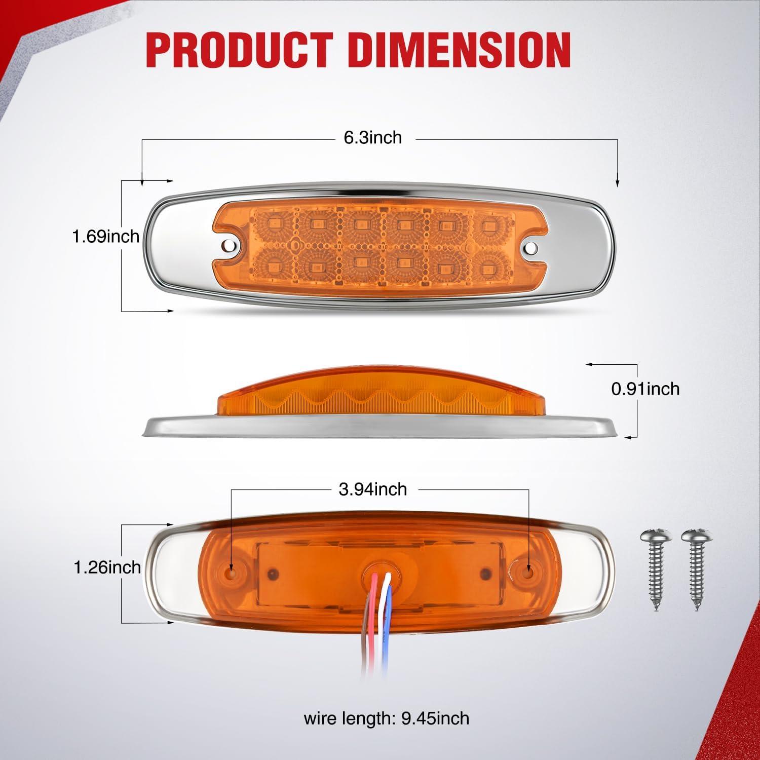 image:imageNilight TL14 10PCS 38 6 Amber Indicator Rear Side Truck Trailer RV Cab Boat Bus Lorry LED Marker Clearance LightAmber 20Pcs