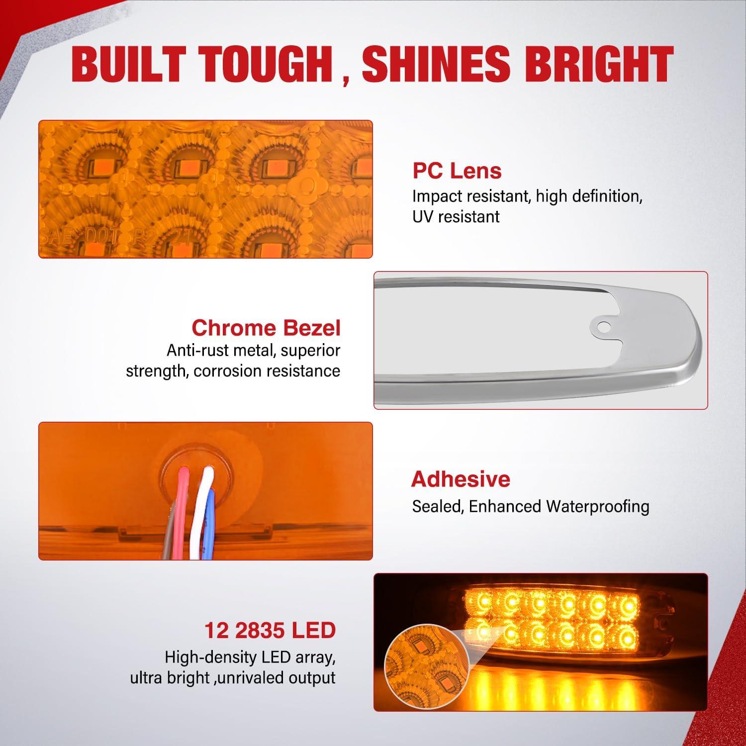 image:imageNilight TL14 10PCS 38 6 Amber Indicator Rear Side Truck Trailer RV Cab Boat Bus Lorry LED Marker Clearance LightAmber 20Pcs