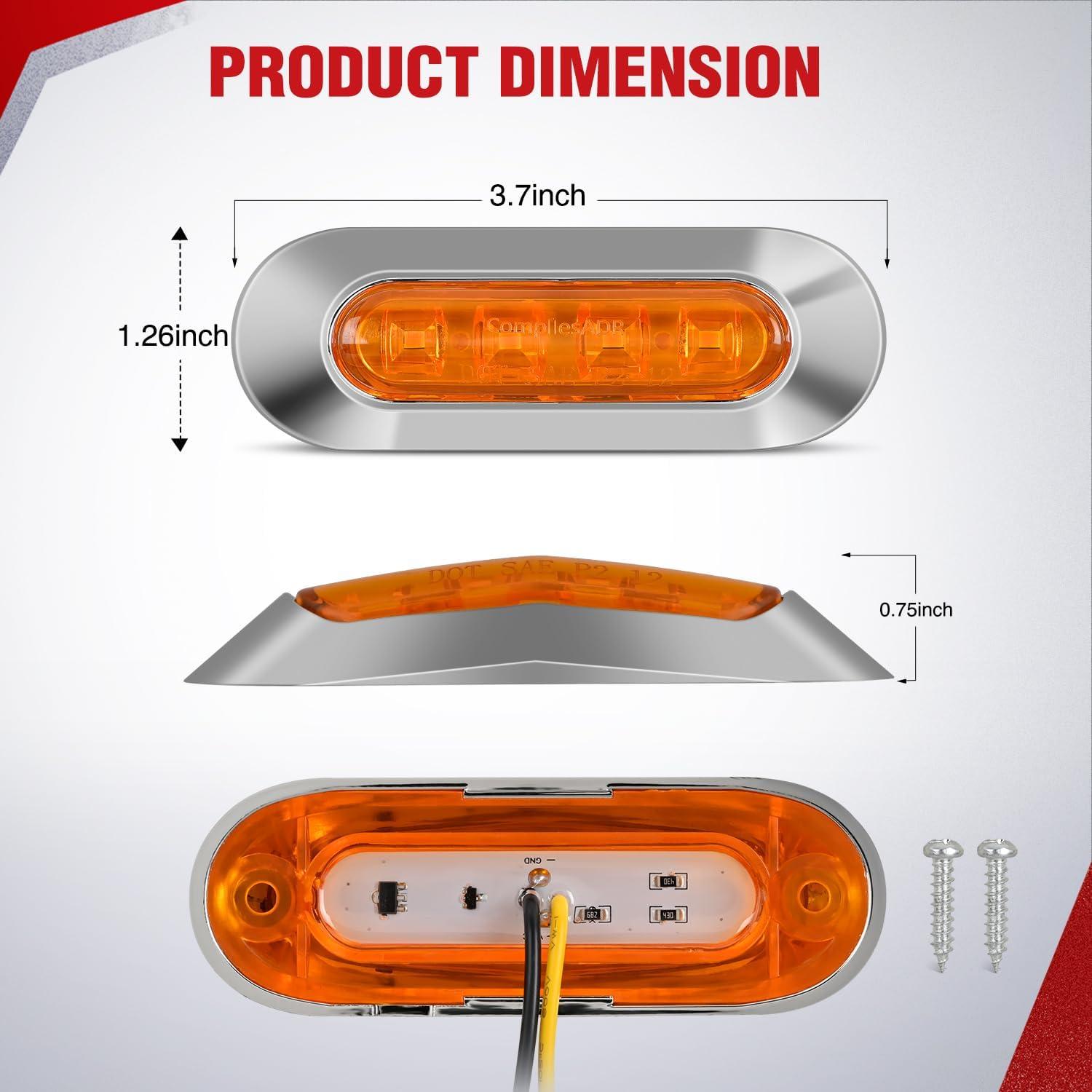 image:imageNilight TL14 10PCS 38 6 Amber Indicator Rear Side Truck Trailer RV Cab Boat Bus Lorry LED Marker Clearance LightAmber Red 20Pcs