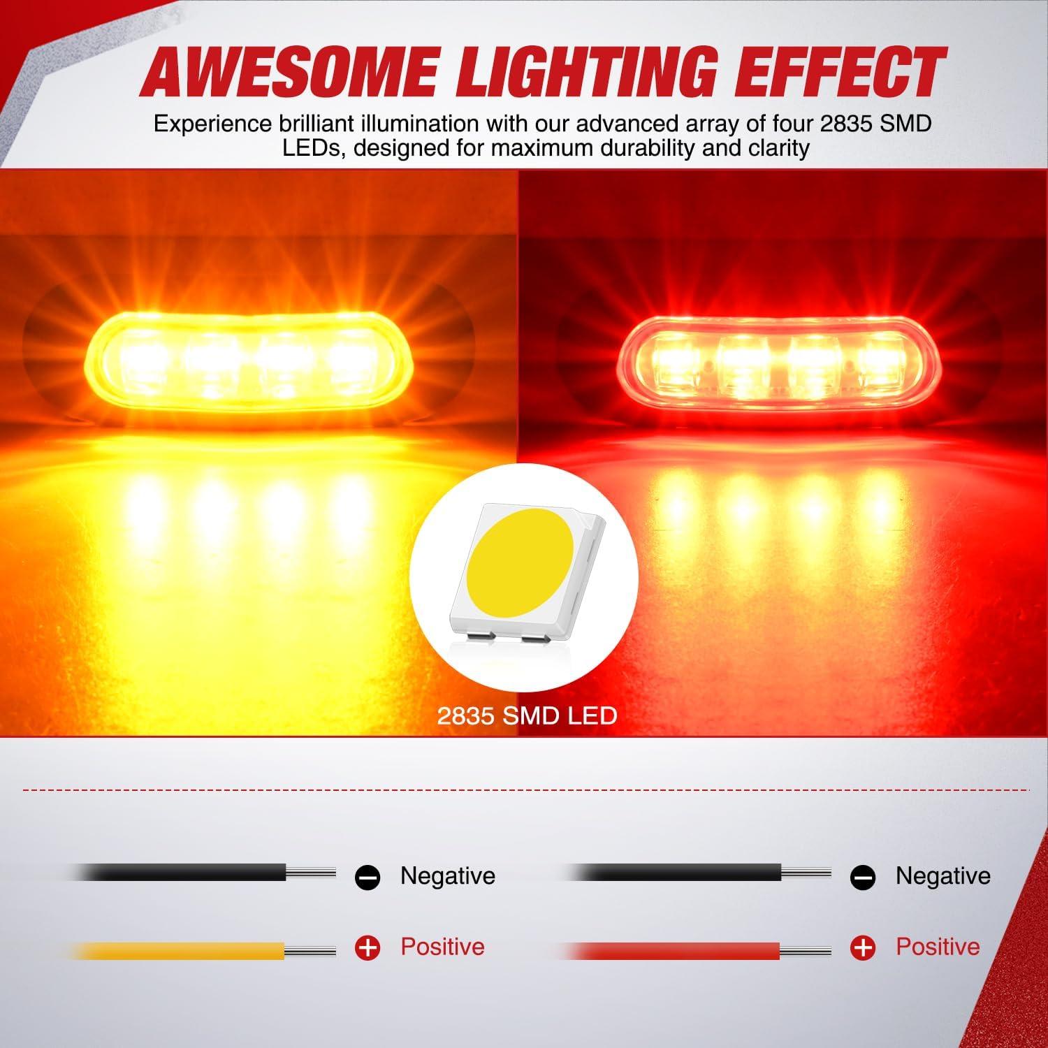 image:imageNilight TL14 10PCS 38 6 Amber Indicator Rear Side Truck Trailer RV Cab Boat Bus Lorry LED Marker Clearance LightAmber Red 20Pcs