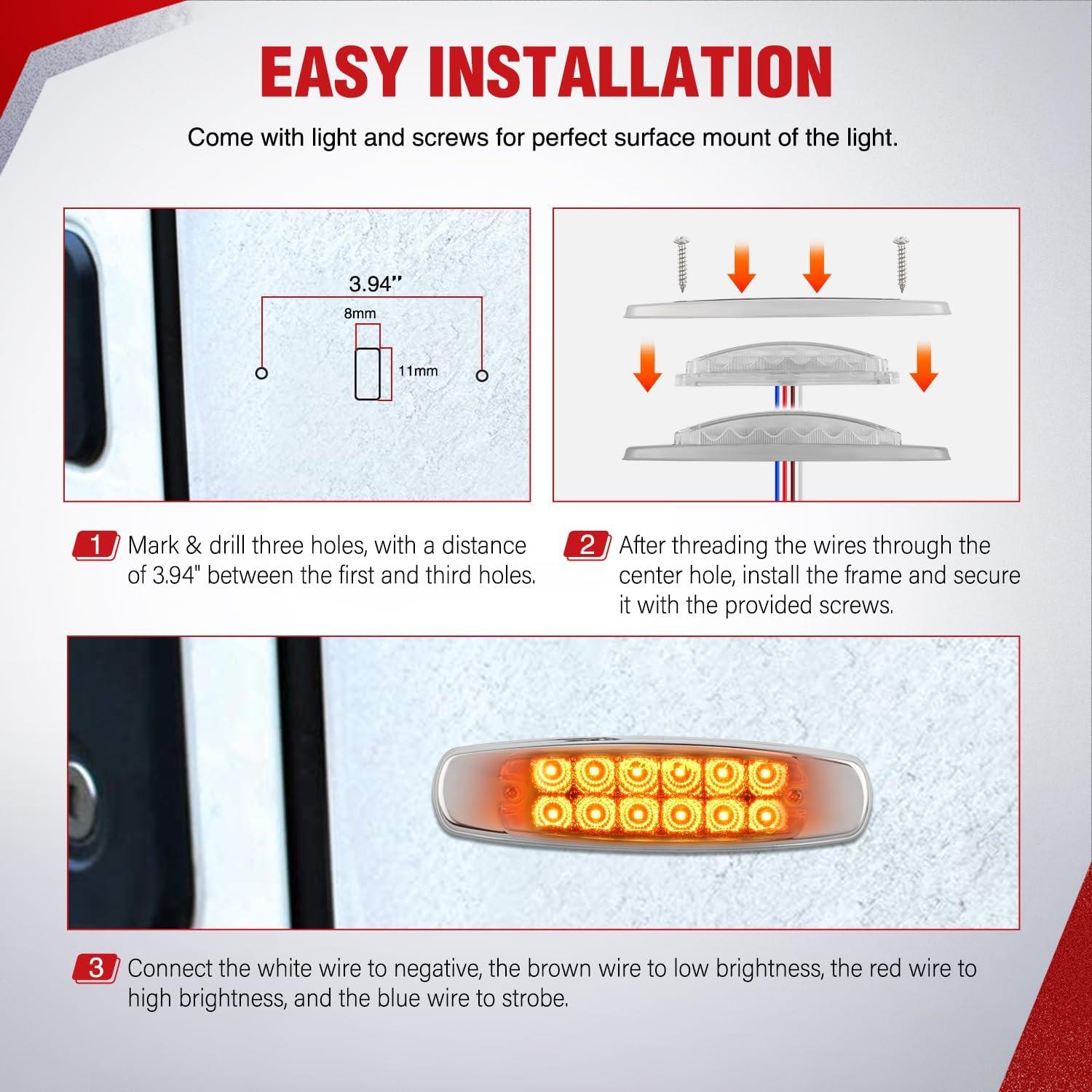 image:imageNilight TL14 10PCS 38 6 Amber Indicator Rear Side Truck Trailer RV Cab Boat Bus Lorry LED Marker Clearance LightClear Amber