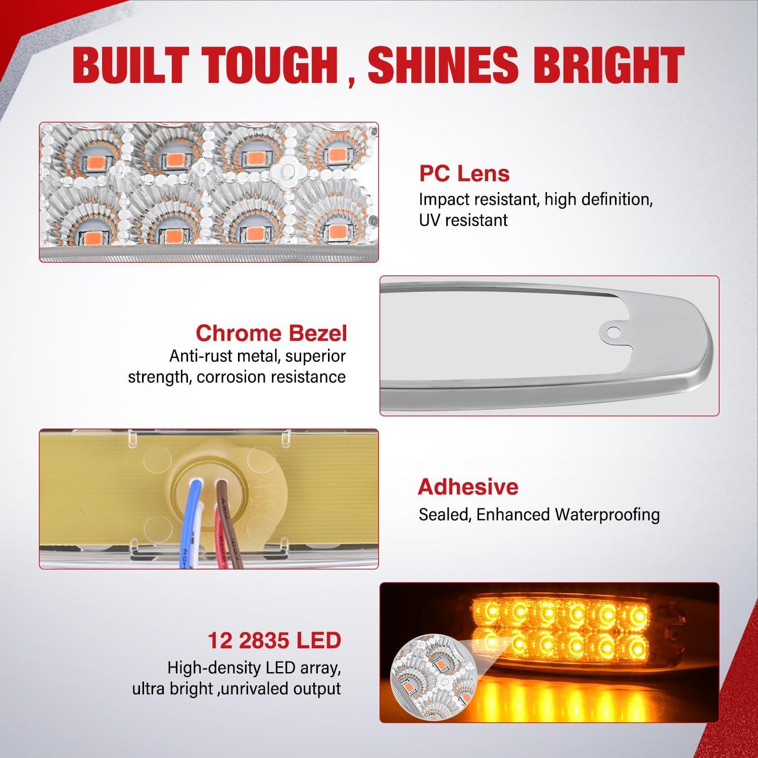 image:imageNilight TL14 10PCS 38 6 Amber Indicator Rear Side Truck Trailer RV Cab Boat Bus Lorry LED Marker Clearance LightClear Amber