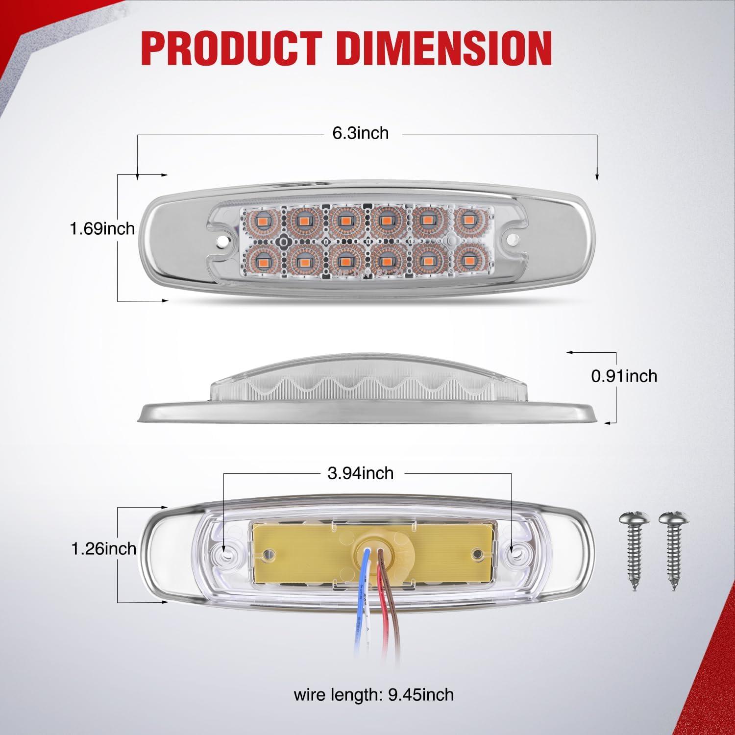 image:imageNilight TL14 10PCS 38 6 Amber Indicator Rear Side Truck Trailer RV Cab Boat Bus Lorry LED Marker Clearance LightClear Amber