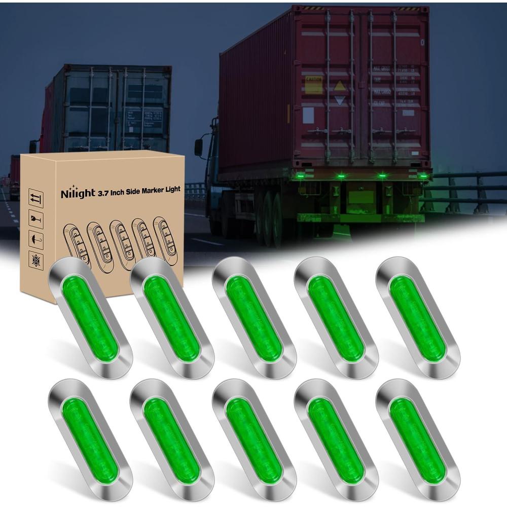 image:imageNilight TL14 10PCS 38 6 Amber Indicator Rear Side Truck Trailer RV Cab Boat Bus Lorry LED Marker Clearance LightGreen