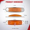 Nilight 10 Pack 6.3 Inch Rectangle Amber Side Marker Lights 12 LED 3 Functions (High/Low/Strobe) IP67 Waterproof Stainless Steel Chrome Bezel 12V Surface Mount for Truck Trailer RV SUV Boat