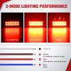 Nilight 10 Pack 6.3 Inch Rectangle Red Side Marker Lights 12 LED 3 Functions (High/Low/Strobe) IP67 Waterproof Stainless Steel Chrome Bezel 12V Surface Mount for Truck Trailer RV SUV Boat