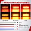 Nilight 20 Pack 6.3 Inch Rectangle Amber Red Side Marker Lights 12 LED 3 Functions (High/Low/Strobe) IP67 Waterproof Stainless Steel Chrome Bezel 12V Surface Mount for Truck Trailer RV SUV Boat