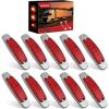Nilight 10 Pack 6.3 Inch Rectangle Red Side Marker Lights 12 LED 3 Functions (High/Low/Strobe) IP67 Waterproof Stainless Steel Chrome Bezel 12V Surface Mount for Truck Trailer RV SUV Boat