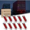 Nilight 10PCS Red Oval Side Marker Lights 4 LED 3.7 Inch Clearance Lamp IP68 Waterproof DC 12-24V with Chrome Bezel Universal for Car Auto Truck Bus Trailer Boat Deck