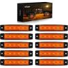 Nilight 20PCS Amber Red Oval Side Marker Lights 4 LED 3.7 Inch Clearance Lamp IP68 Waterproof DC 12-24V with Chrome Bezel Universal for Car Auto Truck Bus Trailer Boat Deck(Amber)