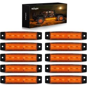 Nilight 20PCS Amber Red Oval Side Marker Lights 4 LED 3.7 Inch Clearance Lamp IP68 Waterproof DC 12-24V with Chrome Bezel Universal for Car Auto Truck Bus Trailer Boat Deck(Amber)