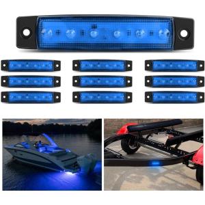 Nilight 20PCS Amber Red Oval Side Marker Lights 4 LED 3.7 Inch Clearance Lamp IP68 Waterproof DC 12-24V with Chrome Bezel Universal for Car Auto Truck Bus Trailer Boat Deck(Blue)