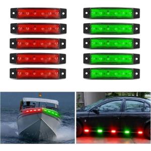 Nilight 20PCS Amber Red Oval Side Marker Lights 4 LED 3.7 Inch Clearance Lamp IP68 Waterproof DC 12-24V with Chrome Bezel Universal for Car Auto Truck Bus Trailer Boat Deck(Red Green)