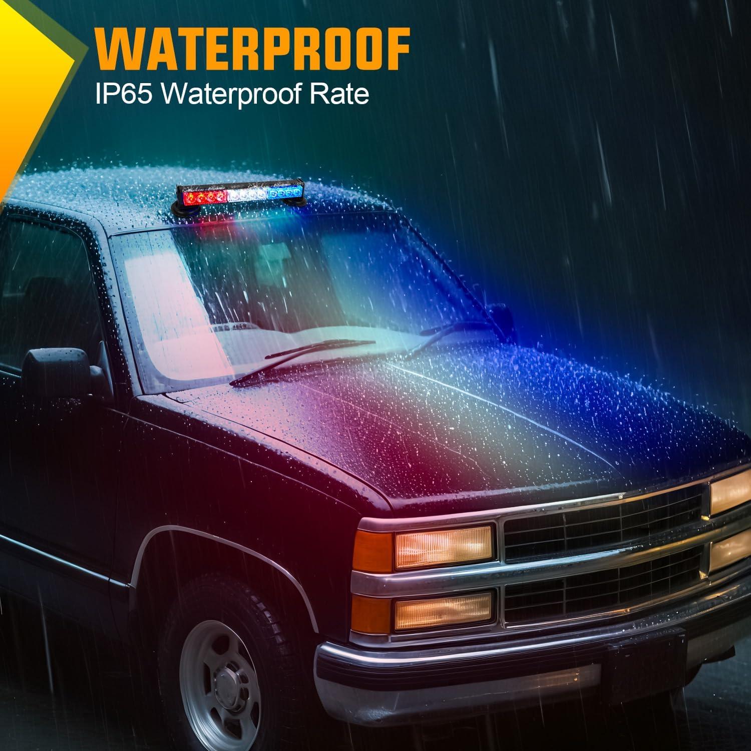 image:imageNilight 12LED Wireless Emergency Strobe Light Red White Blue 14 Magnetic Mount Mini Light Bar 12V Rooftop Powered Hazard Warning Flashing Lights for Car Truck Trailer Snow Plow Construction VehiclesRed White Blue