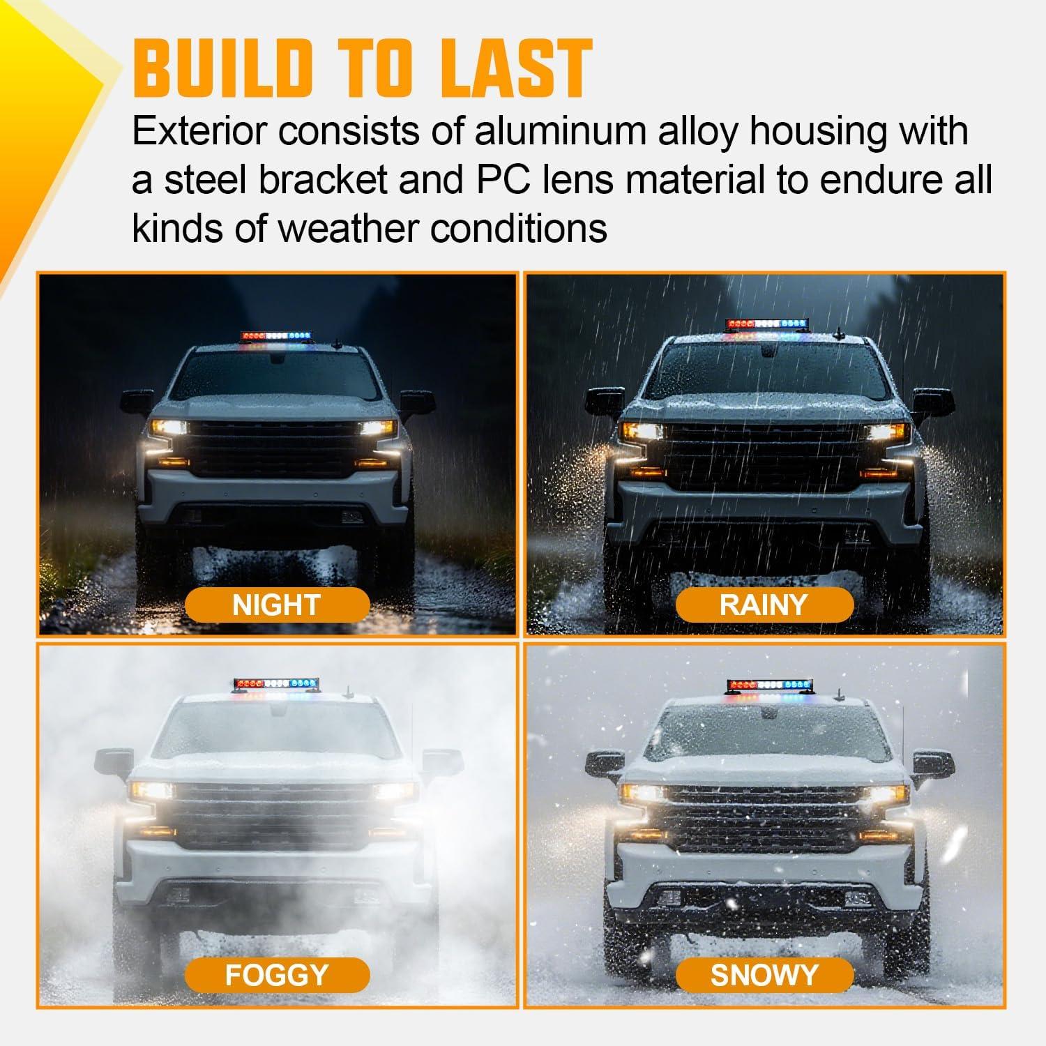 image:imageNilight 12LED Wireless Emergency Strobe Light Red White Blue 14 Magnetic Mount Mini Light Bar 12V Rooftop Powered Hazard Warning Flashing Lights for Car Truck Trailer Snow Plow Construction VehiclesRed White Blue