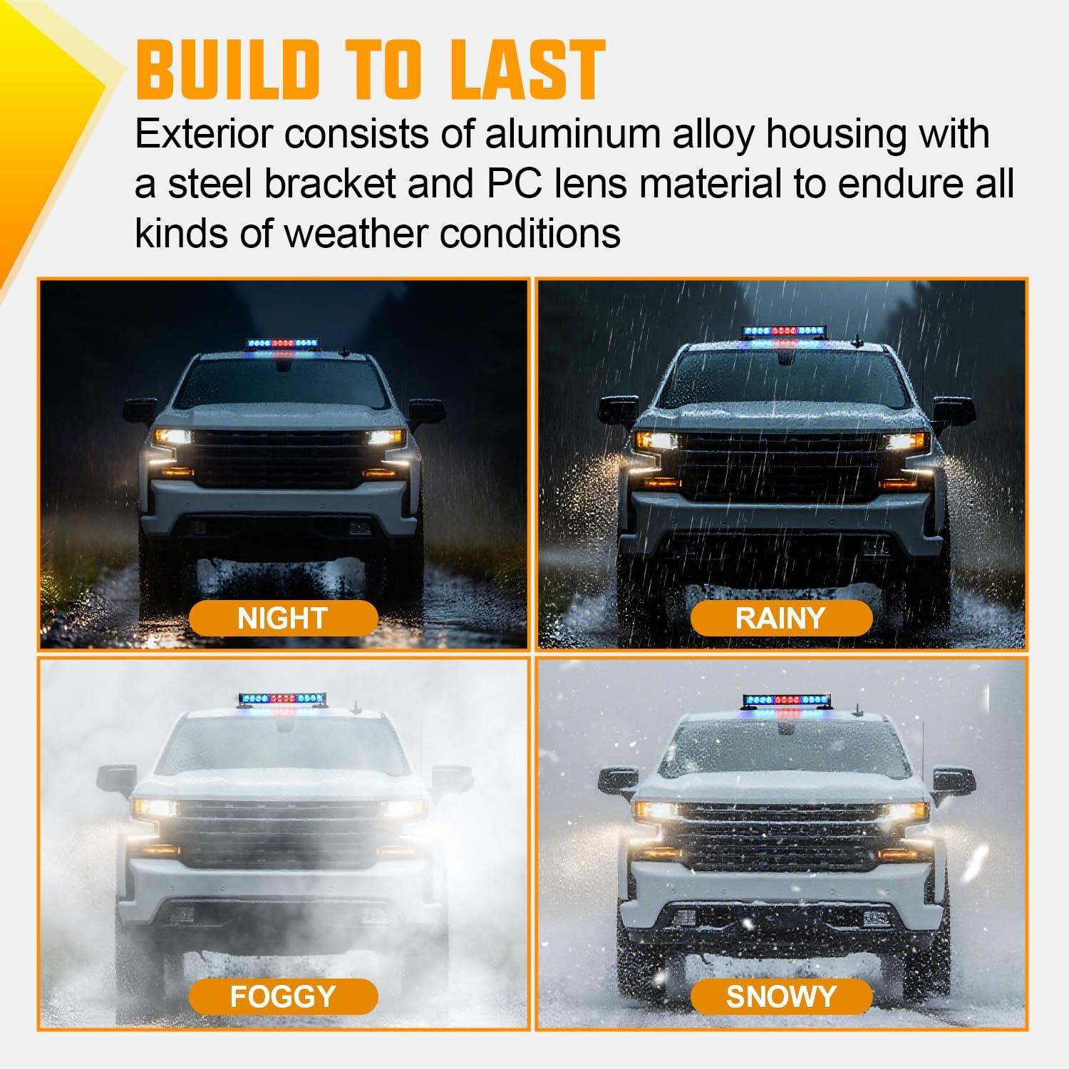 image:imageNilight 12LED Wireless Emergency Strobe Light Red White Blue 14 Magnetic Mount Mini Light Bar 12V Rooftop Powered Hazard Warning Flashing Lights for Car Truck Trailer Snow Plow Construction VehiclesRed Blue