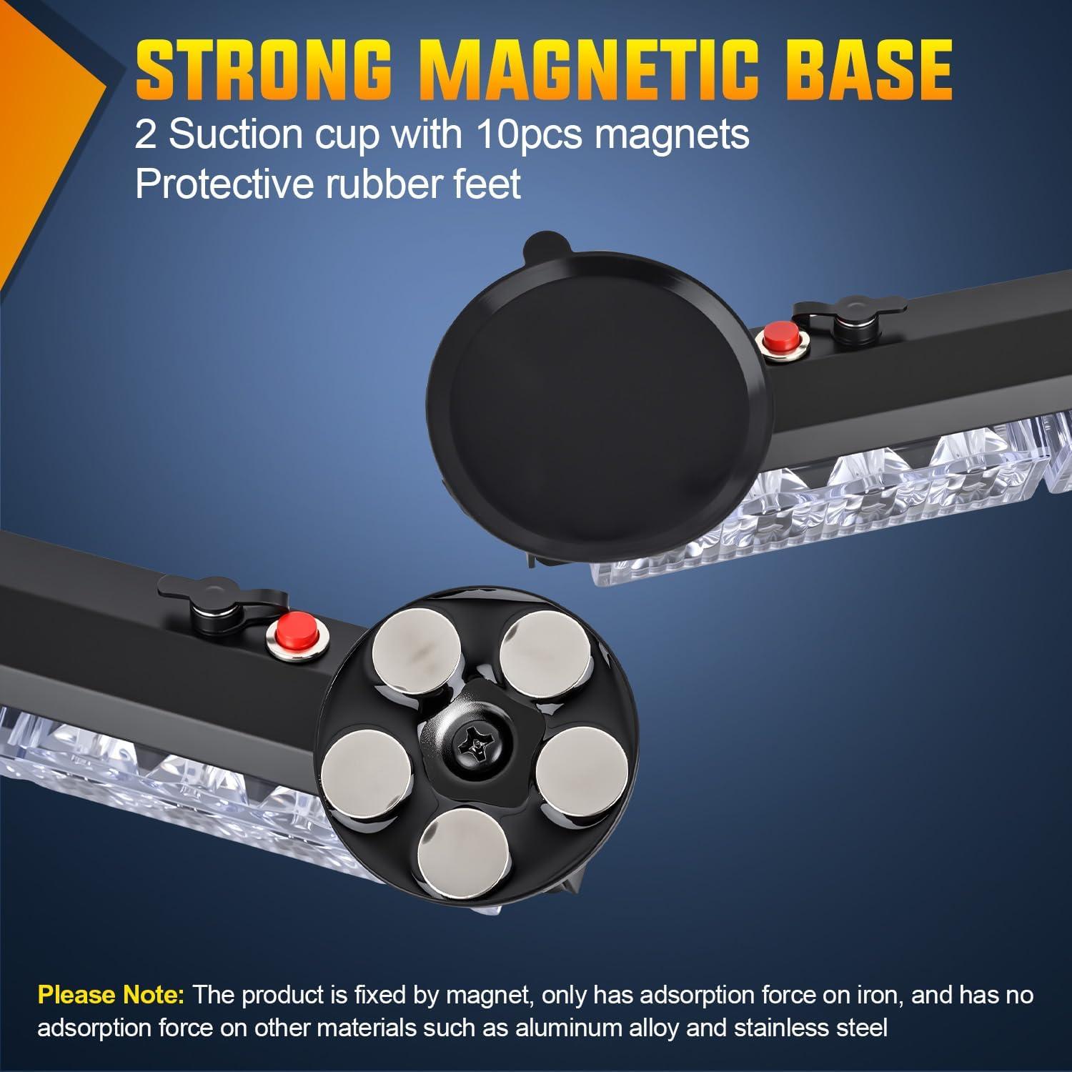 image:imageNilight 12LED Wireless Emergency Strobe Light Red White Blue 14 Magnetic Mount Mini Light Bar 12V Rooftop Powered Hazard Warning Flashing Lights for Car Truck Trailer Snow Plow Construction VehiclesAmber White