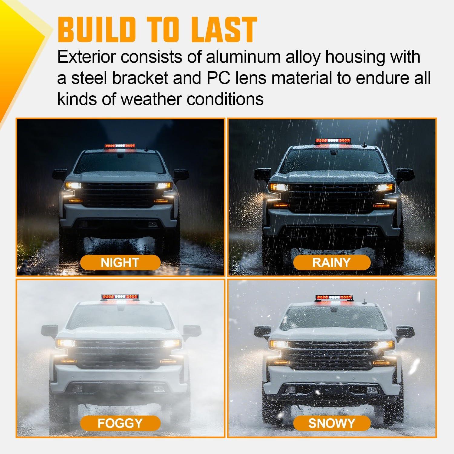 image:imageNilight 12LED Wireless Emergency Strobe Light Red White Blue 14 Magnetic Mount Mini Light Bar 12V Rooftop Powered Hazard Warning Flashing Lights for Car Truck Trailer Snow Plow Construction VehiclesRed White