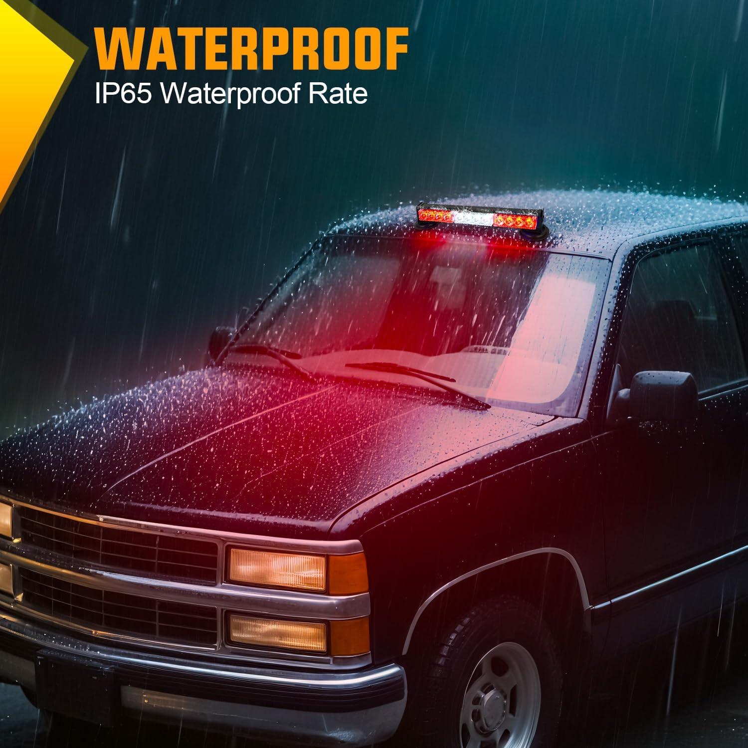 image:imageNilight 12LED Wireless Emergency Strobe Light Red White Blue 14 Magnetic Mount Mini Light Bar 12V Rooftop Powered Hazard Warning Flashing Lights for Car Truck Trailer Snow Plow Construction VehiclesRed White
