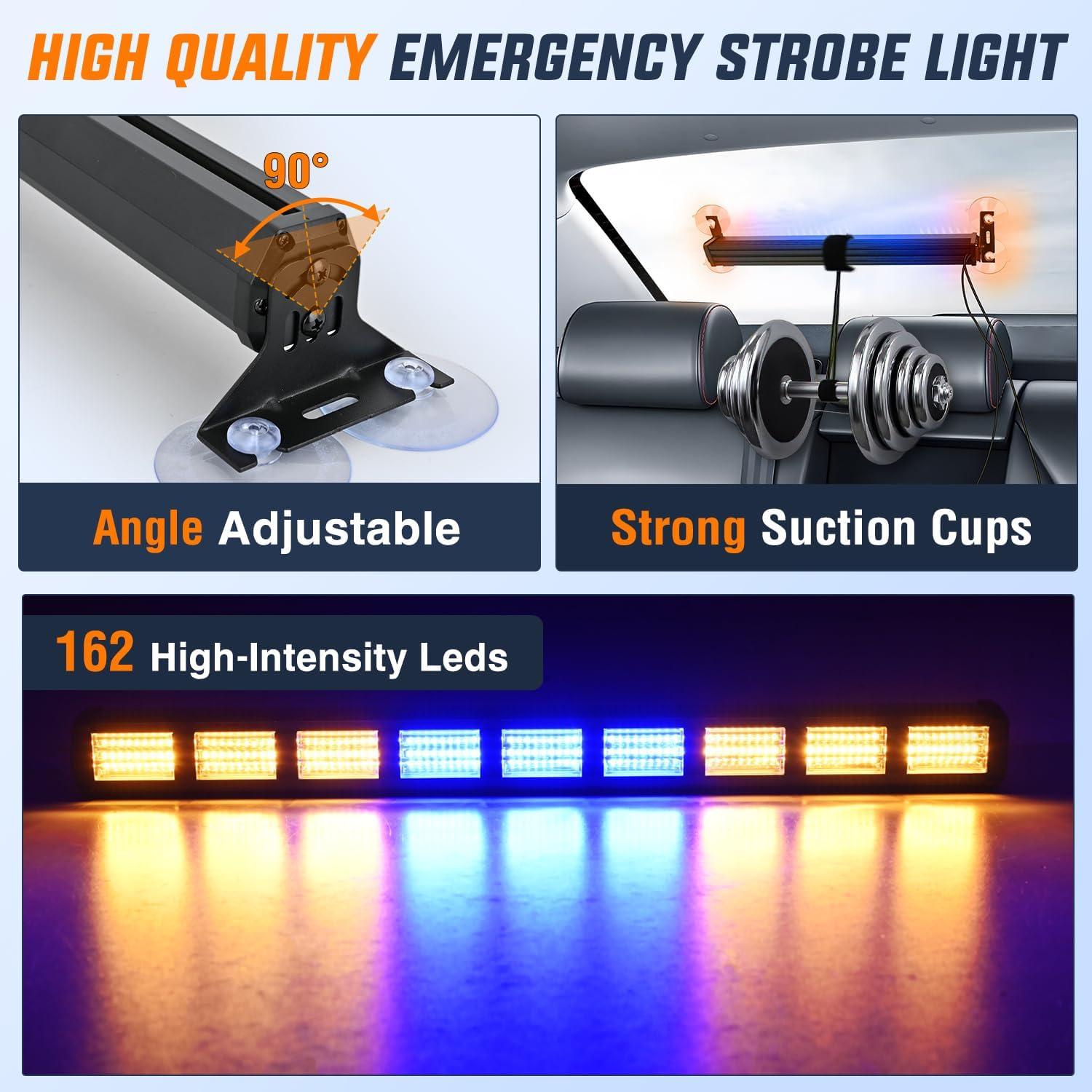 image:imageNilight 162 LED Traffic Advisor Strobe Light Bar 2in1 Purple White Emergency Warning Hazard Lights with Controller 4 Switchable Color 36 Flash Pattern for Trucks Cars Tow Plow Construction VehiclesAmber Blue