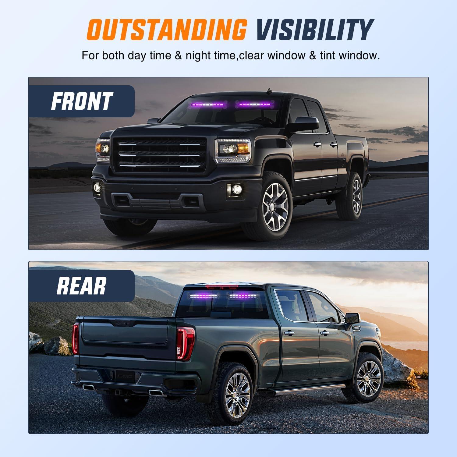 image:imageNilight 162 LED Traffic Advisor Strobe Light Bar 2in1 Purple White Emergency Warning Hazard Lights with Controller 4 Switchable Color 36 Flash Pattern for Trucks Cars Tow Plow Construction VehiclesPurple White