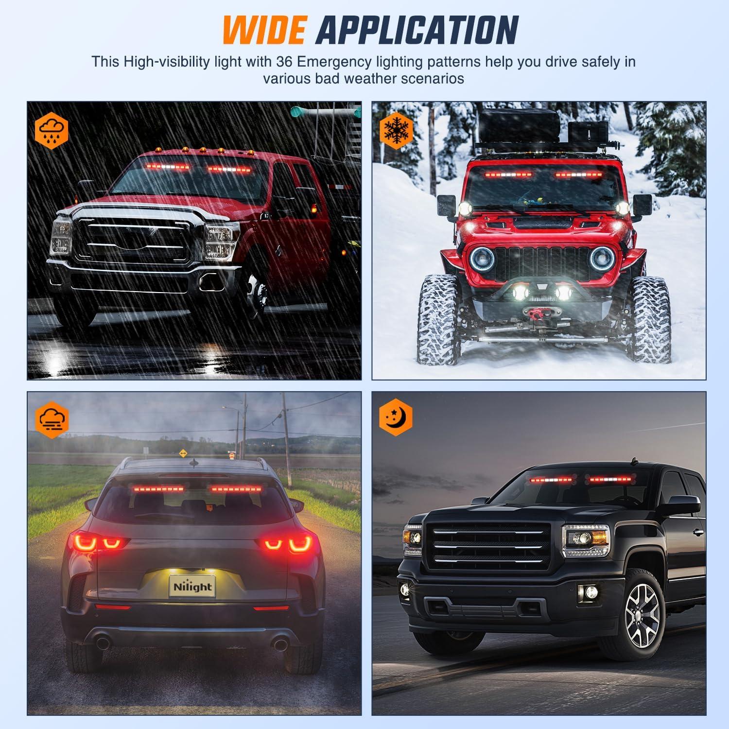 image:imageNilight 162 LED Traffic Advisor Strobe Light Bar 2in1 Purple White Emergency Warning Hazard Lights with Controller 4 Switchable Color 36 Flash Pattern for Trucks Cars Tow Plow Construction VehiclesRed White