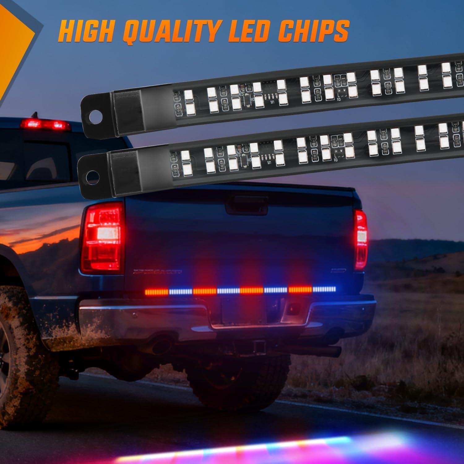 image:imageNilight 48 Inch Truck Tailgate Strobe Light Strip Tail Emergency Bar Rear Window Warning Lamp UltraBright Double Row 288 LED for Pickup Trailers Construction Vehicles Car SUV Green White49 Tailgate Strobe w Controller Red Blue