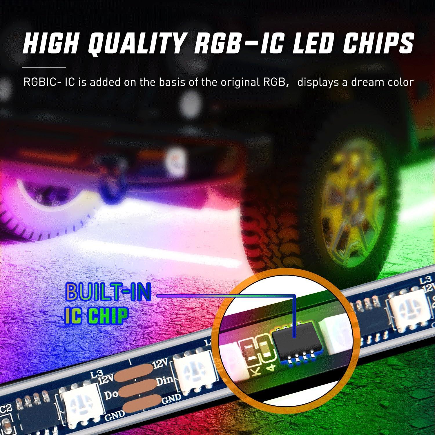 image:imageNilight 48 Inch Truck Tailgate Strobe Light Strip Tail Emergency Bar Rear Window Warning Lamp UltraBright Double Row 288 LED for Pickup Trailers Construction Vehicles Car SUV Green White6Pcs RGBIC Underglow Light