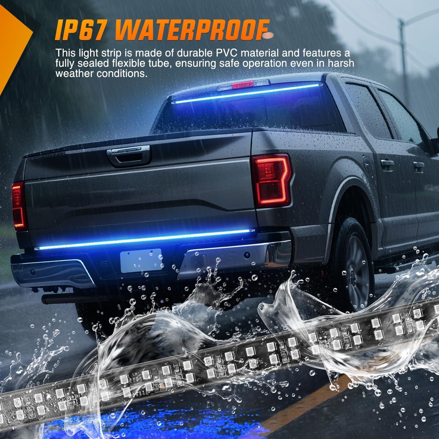 image:imageNilight 48 Inch Truck Tailgate Strobe Light Strip Tail Emergency Bar Rear Window Warning Lamp UltraBright Double Row 288 LED for Pickup Trailers Construction Vehicles Car SUV Green White48 Tailgate Strobe Blue