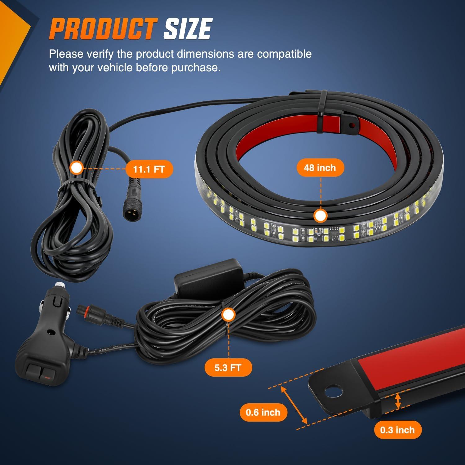 image:imageNilight 48 Inch Truck Tailgate Strobe Light Strip Tail Emergency Bar Rear Window Warning Lamp UltraBright Double Row 288 LED for Pickup Trailers Construction Vehicles Car SUV Green White48 Tailgate Strobe Blue White
