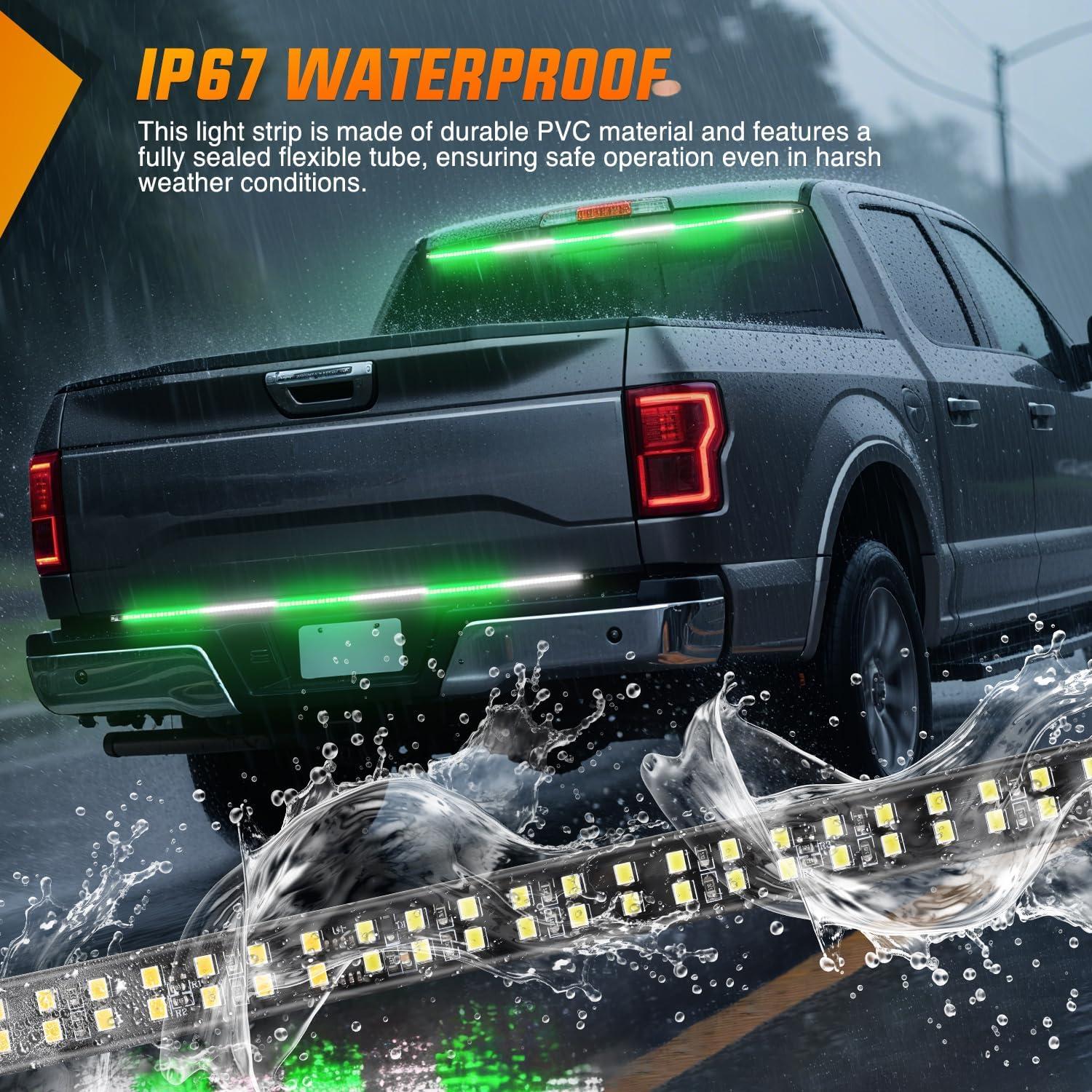 image:imageNilight 48 Inch Truck Tailgate Strobe Light Strip Tail Emergency Bar Rear Window Warning Lamp UltraBright Double Row 288 LED for Pickup Trailers Construction Vehicles Car SUV Green White48 Tailgate Strobe Green White