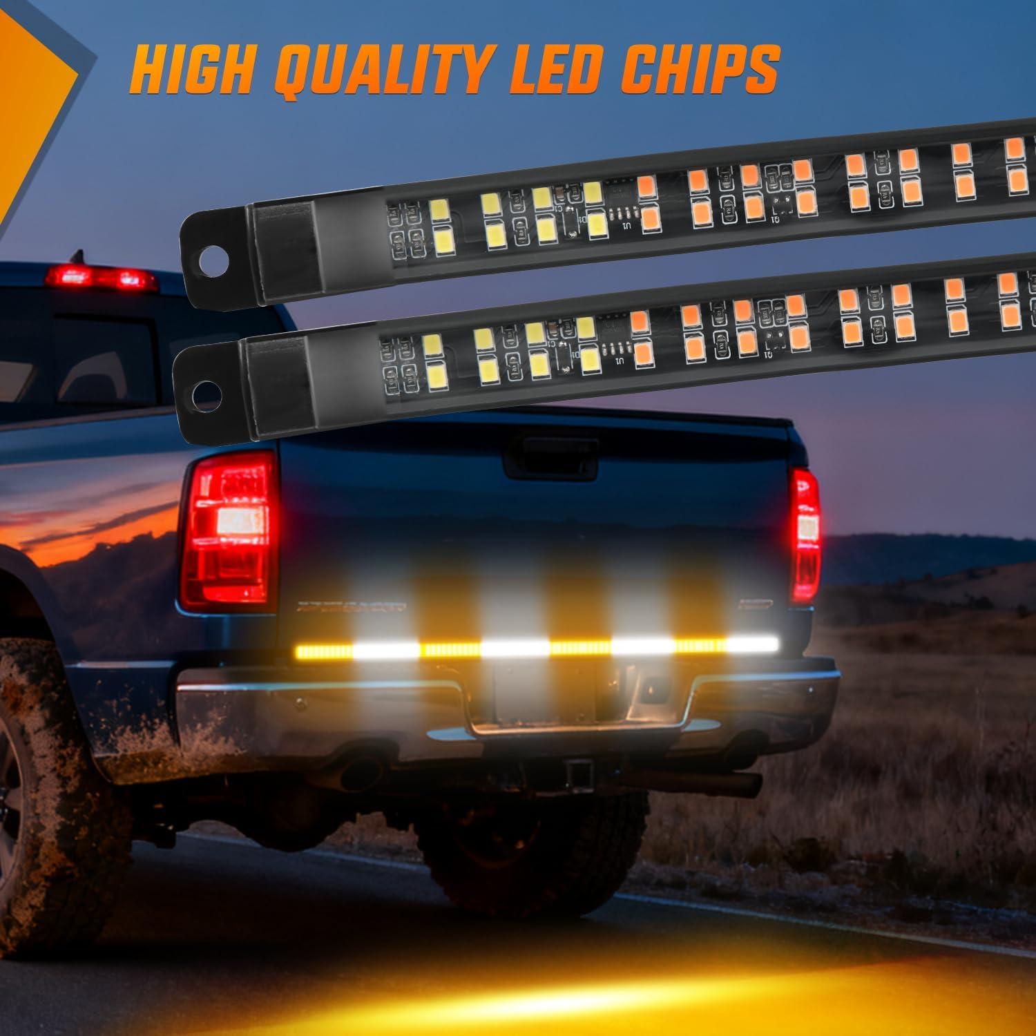 image:imageNilight 48 Inch Truck Tailgate Strobe Light Strip Tail Emergency Bar Rear Window Warning Lamp UltraBright Double Row 288 LED for Pickup Trailers Construction Vehicles Car SUV Green White49 Tailgate Strobe w Controller Amber White