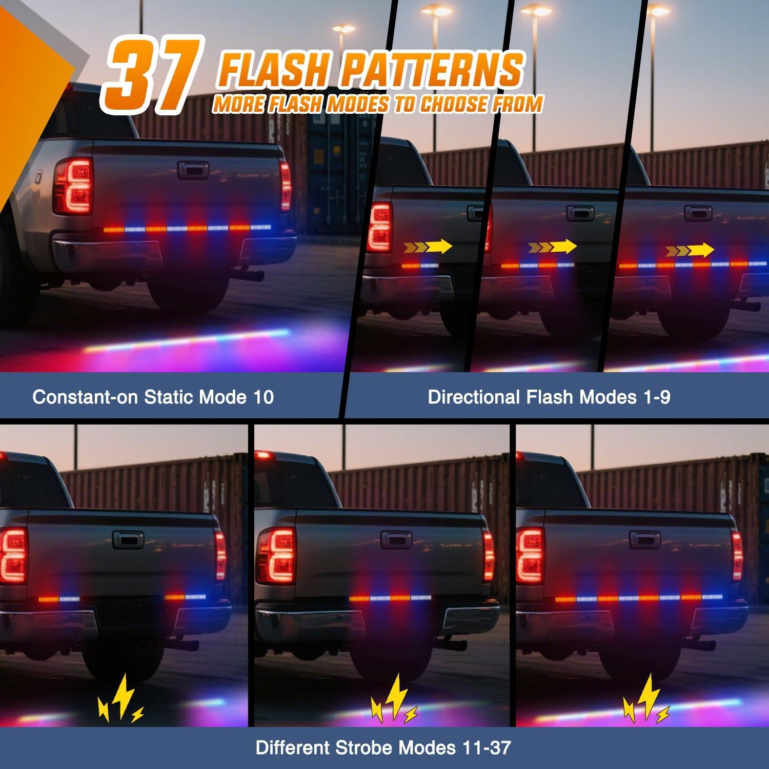 image:imageNilight 48 Inch Truck Tailgate Strobe Light Strip Tail Emergency Bar Rear Window Warning Lamp UltraBright Double Row 288 LED for Pickup Trailers Construction Vehicles Car SUV Green White49 Tailgate Strobe w Controller Red Blue
