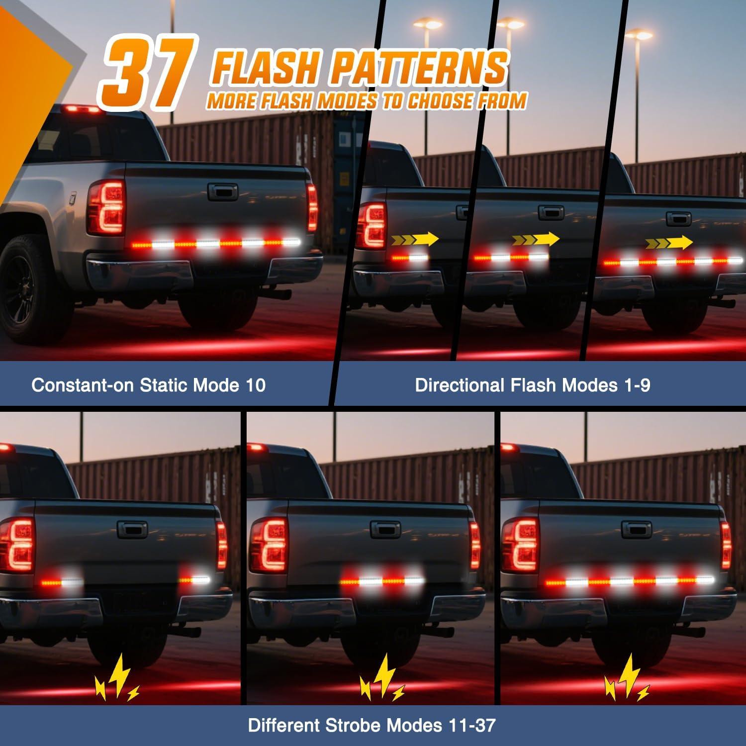 image:imageNilight 48 Inch Truck Tailgate Strobe Light Strip Tail Emergency Bar Rear Window Warning Lamp UltraBright Double Row 288 LED for Pickup Trailers Construction Vehicles Car SUV Green White49 Tailgate Strobe w Controller Red White