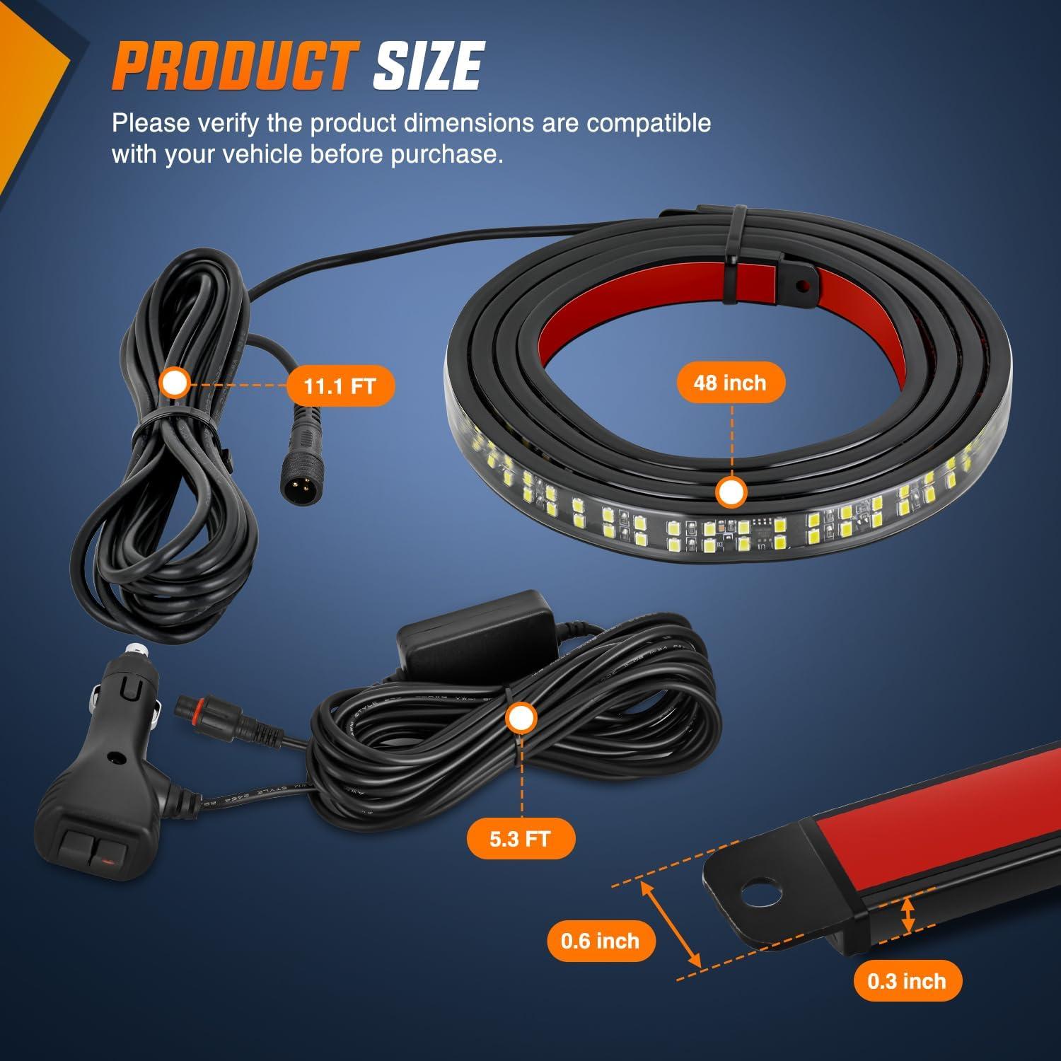 image:imageNilight 48 Inch Truck Tailgate Strobe Light Strip Tail Emergency Bar Rear Window Warning Lamp UltraBright Double Row 288 LED for Pickup Trailers Construction Vehicles Car SUV Green White48 Tailgate Strobe Green White